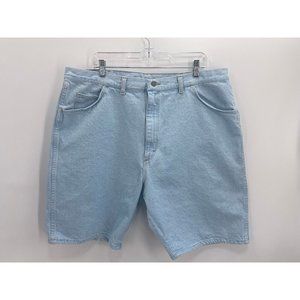 WRANGLER  BLUE LIGHT WASH VINTAGE DENIM MEN'S BIG & TALL JEAN SHORTS SIZE: 42